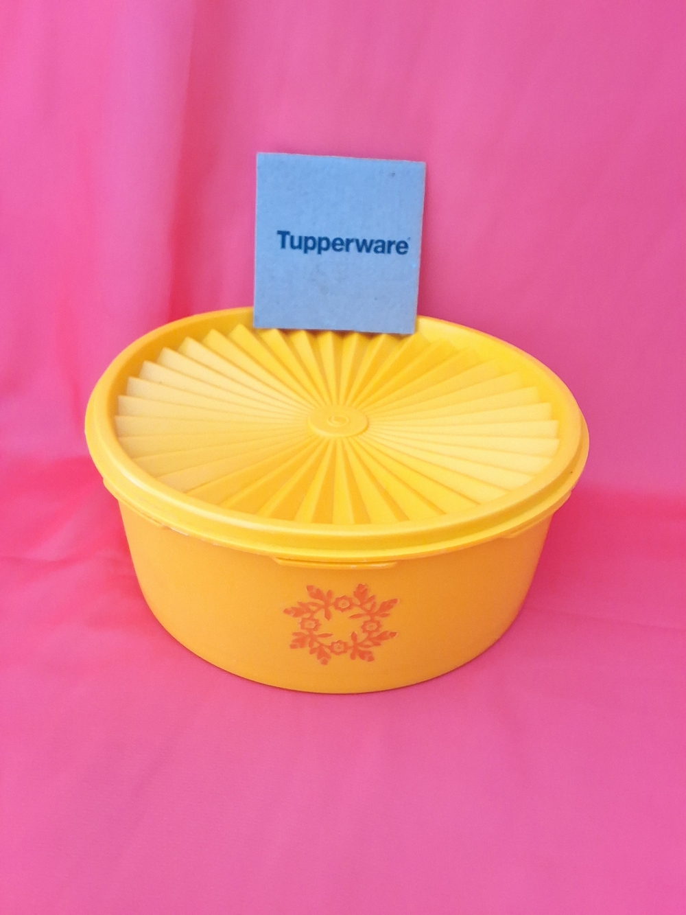 Tupperware Yellow Vintage Round Storage Container